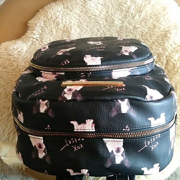 Adorable NWT Betsey Johnson French Bulldog Black Doggy Backpack - Picture 7 of 13